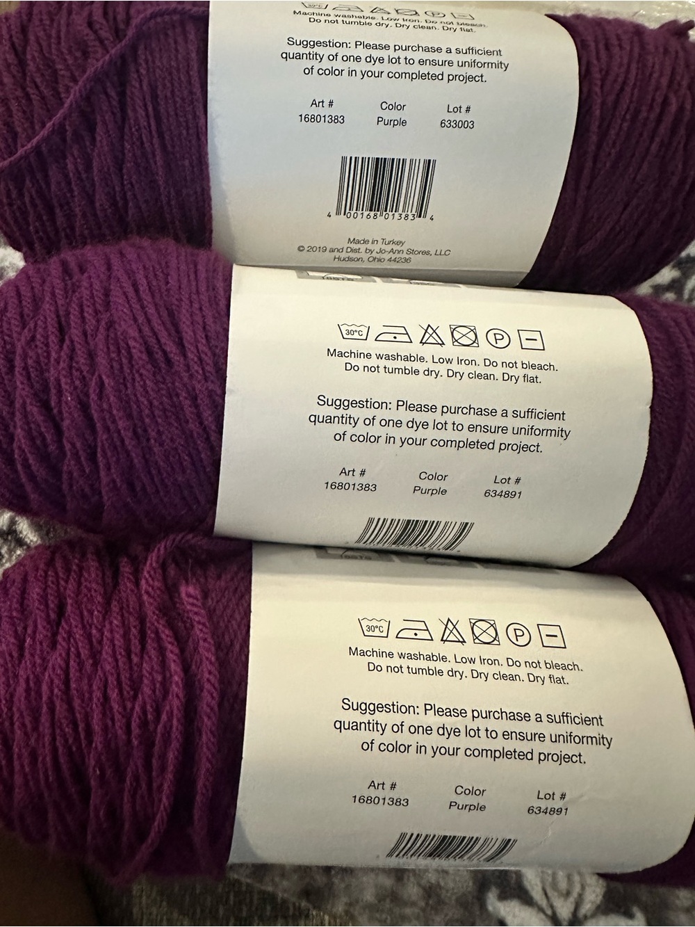 Big Twist Value Worsted Yarn Purple Color - 3 Skeins, Two Samw Dye Lot - Picture 5 of 5